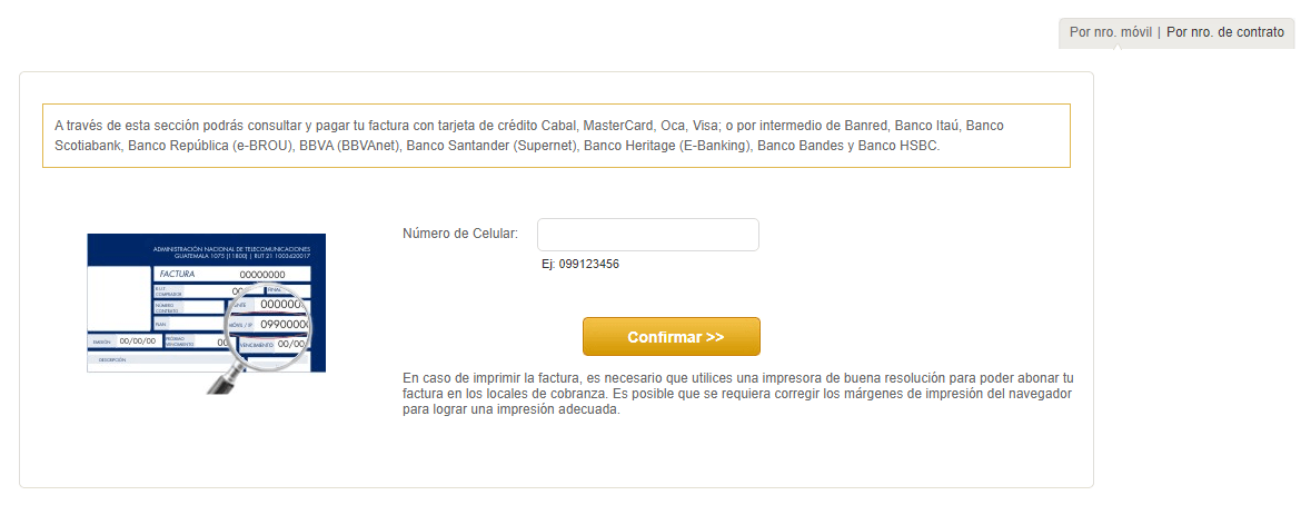 factura antel movil por numero de contrato