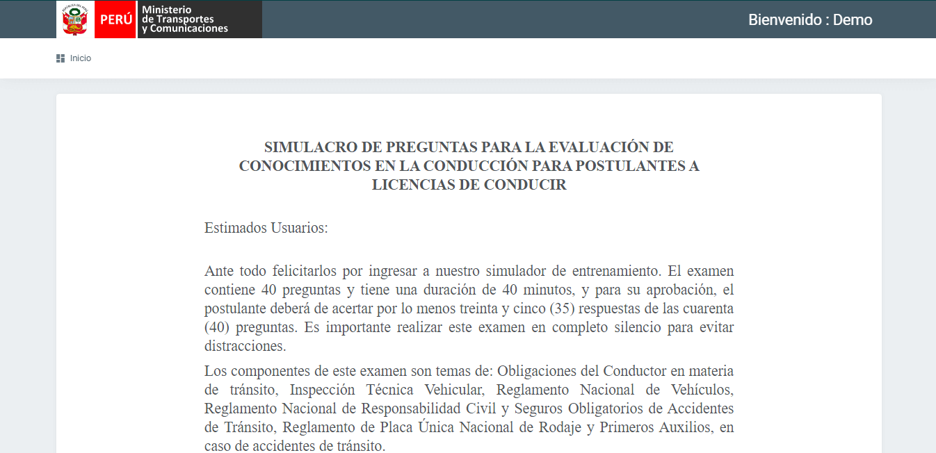 simulacro de examen de licencia de conducir